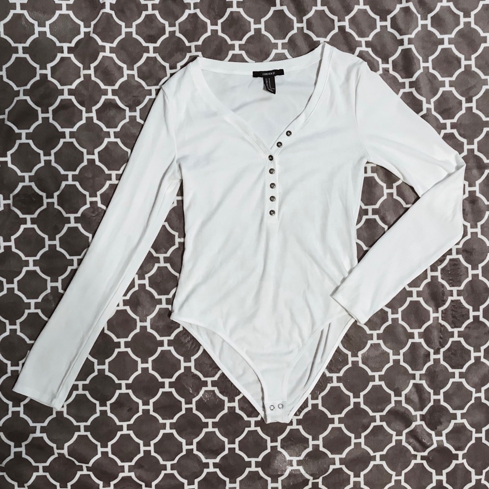 White Long Sleeved Bodysuit